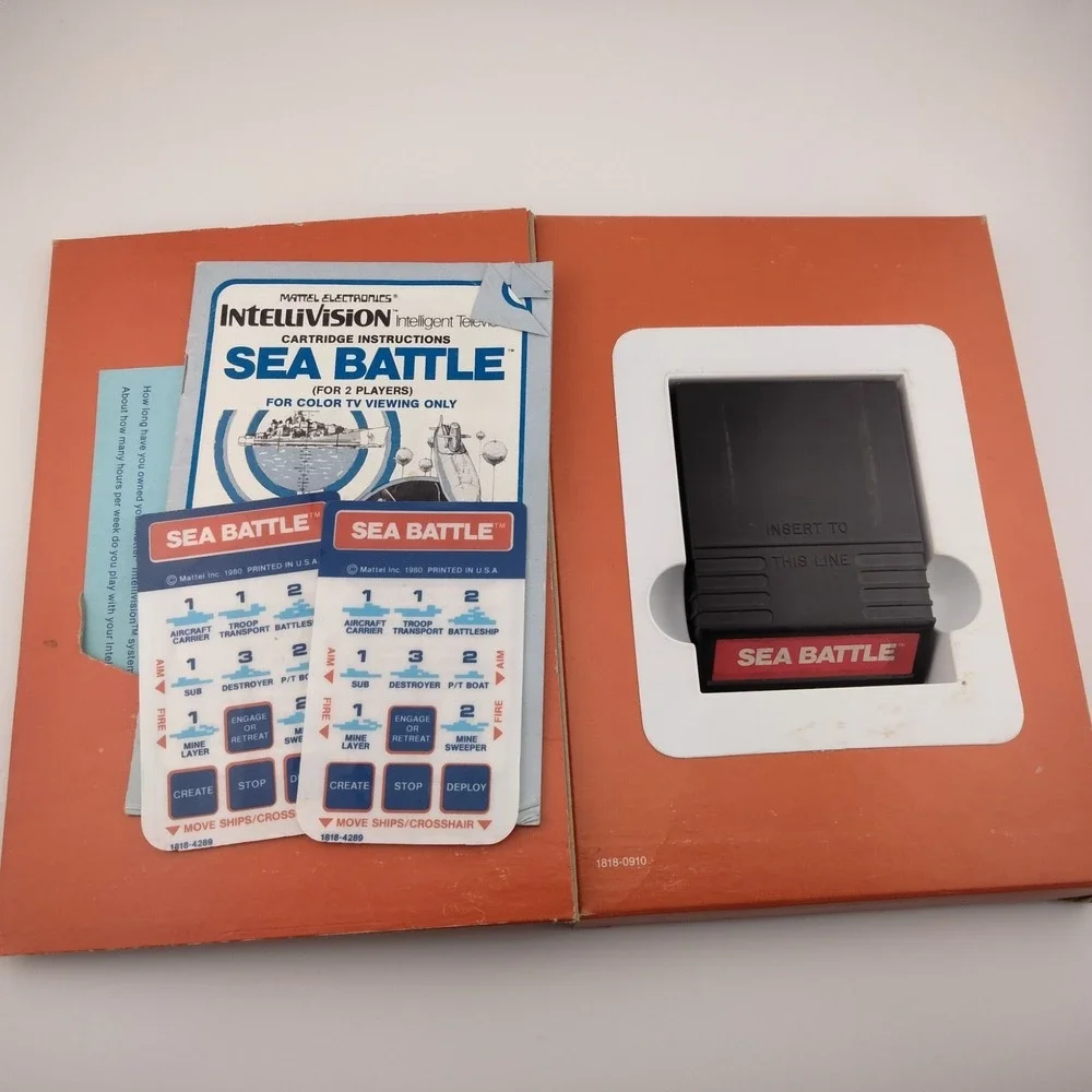 Sea Battle & Snafu (Mattel Intellivision, 1980) w/Manual,‎ Overlays
